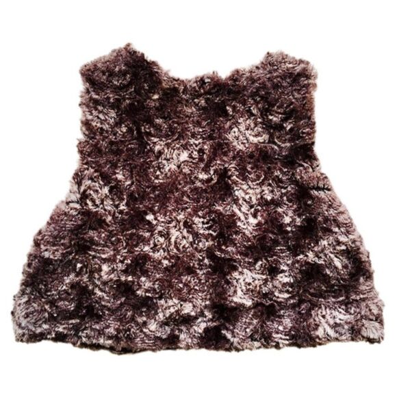 CALVIN Klein Brown Rosetta Pattern Faux Fur Vest - Picture 4 of 4